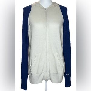 Nike Tennis Zip Hoodie Ivory Blue Wool Blend Sweater NWT Size L